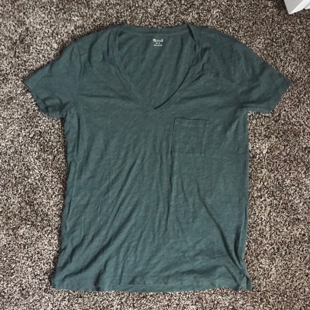 Madewell Green V-Neck Tee, NWOT
